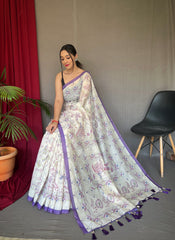 Ivory Viraasat Kalamkari Saree