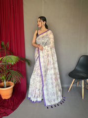 Ivory Viraasat Kalamkari Saree