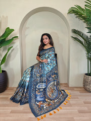 Neel Kalamkari Saree