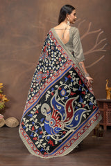 Midnight Kalamkari Bloom Saree