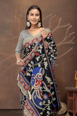 Midnight Kalamkari Bloom Saree