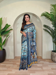 Neel Kalamkari Saree