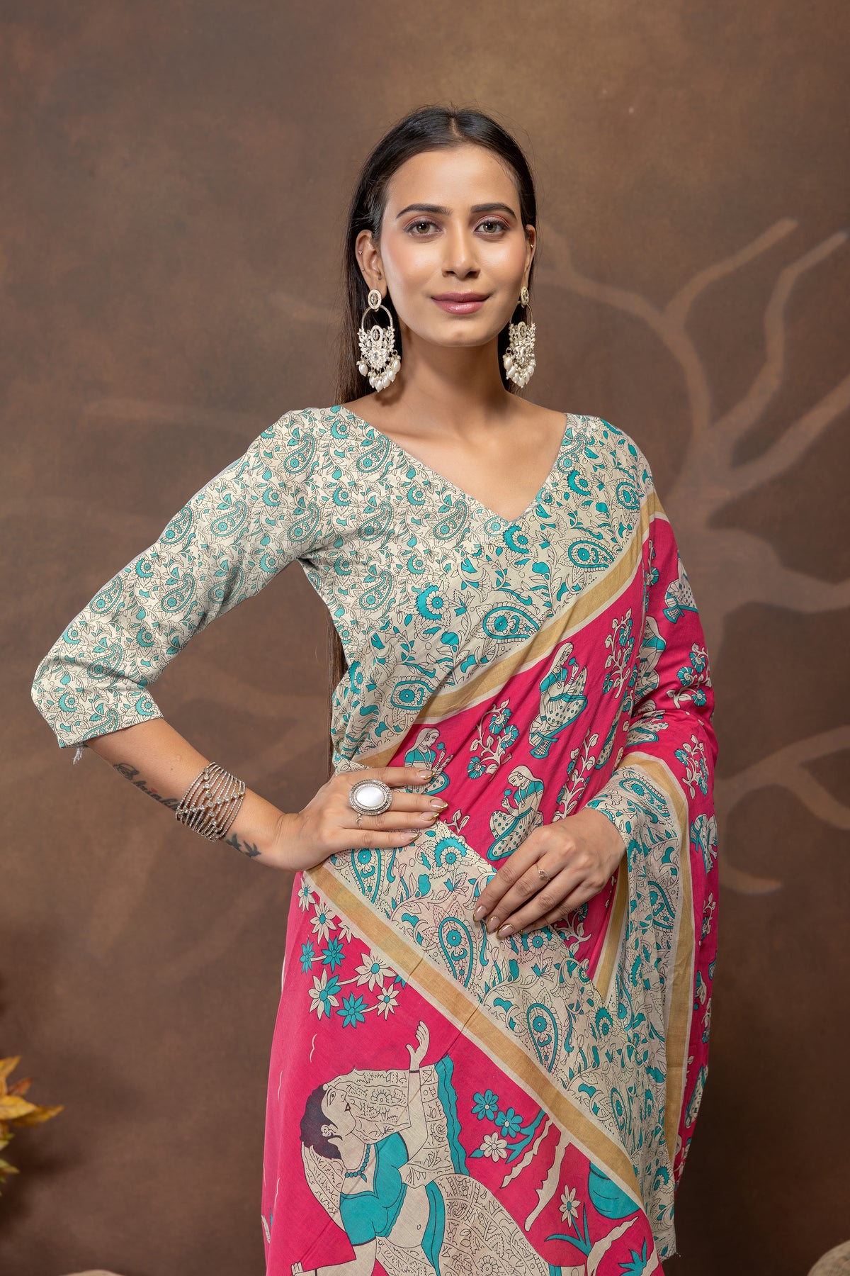 Rangrez Katha Cotton Saree