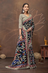 Midnight Kalamkari Bloom Saree
