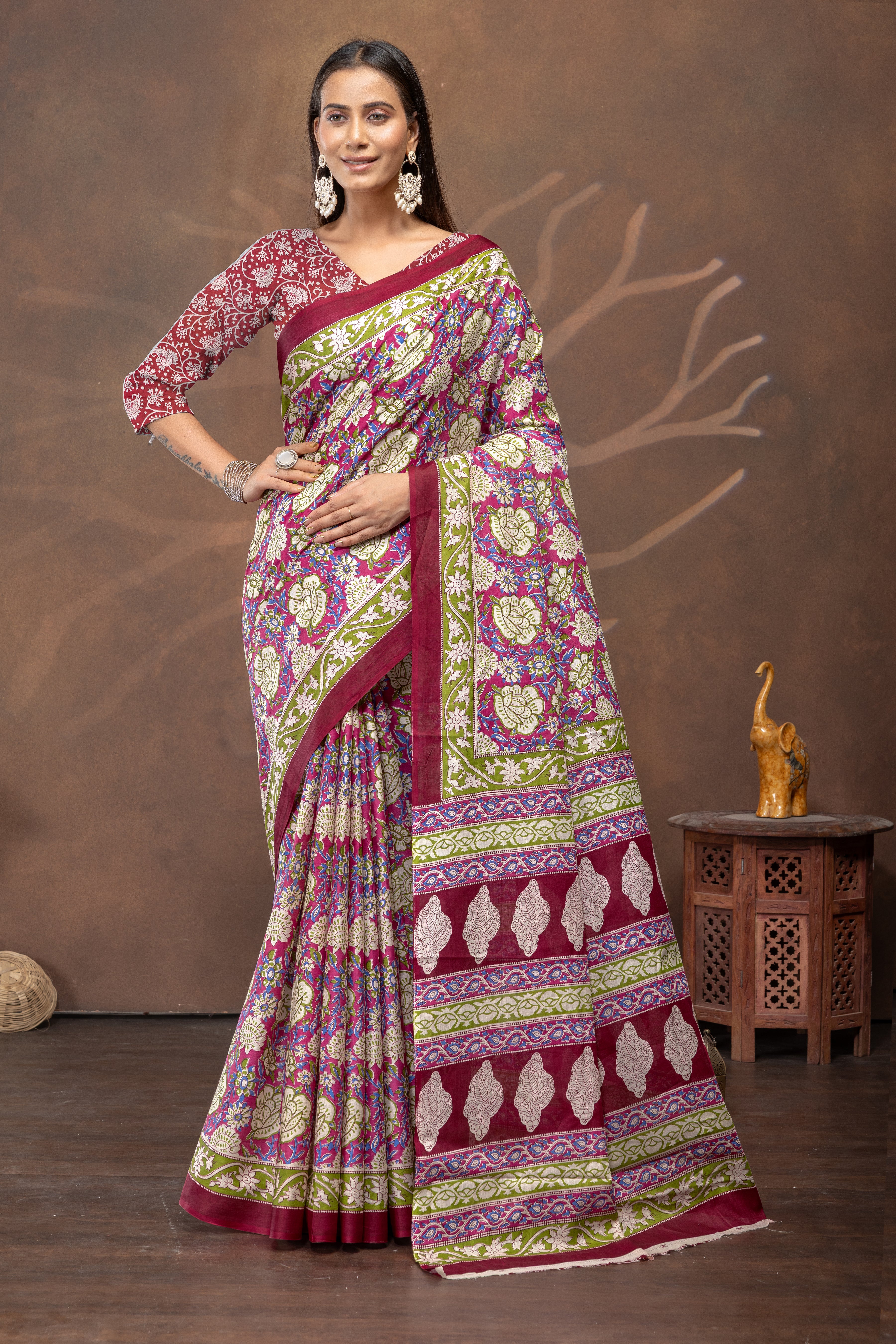 Rangriti Gulnaar Printed Cotton Saree