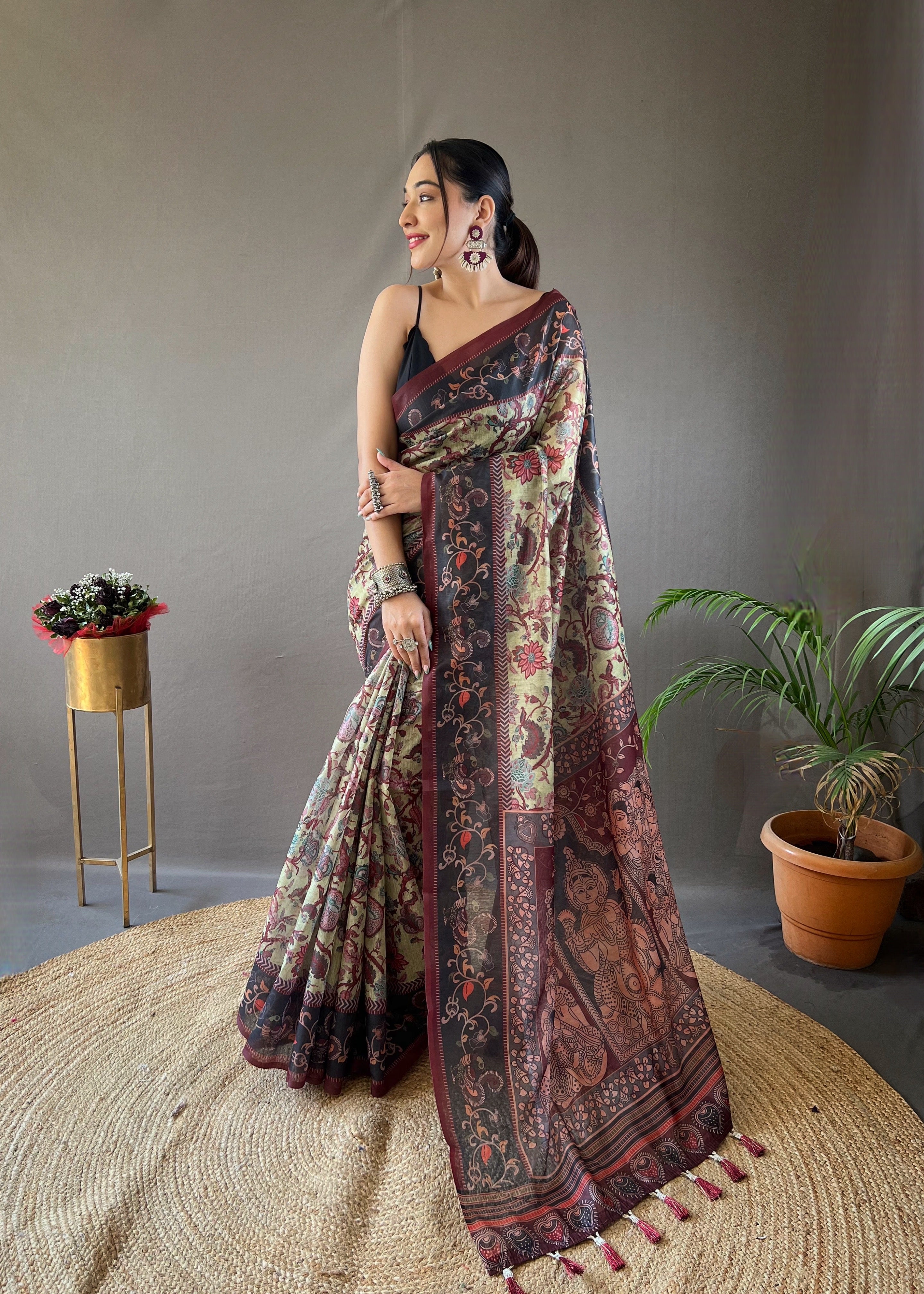 Pista Noor Kalamkari Saree